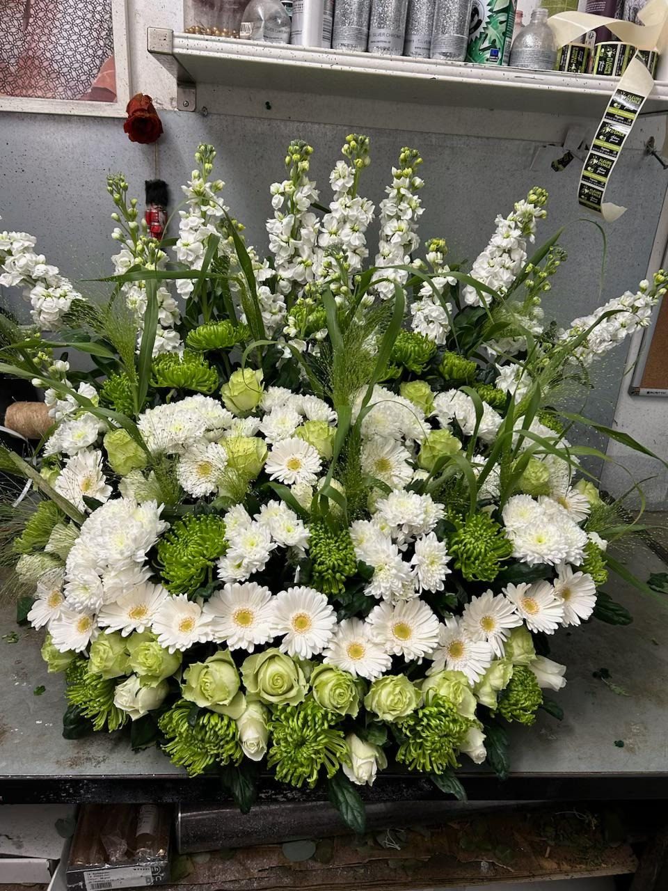 Flowered funeral cushion