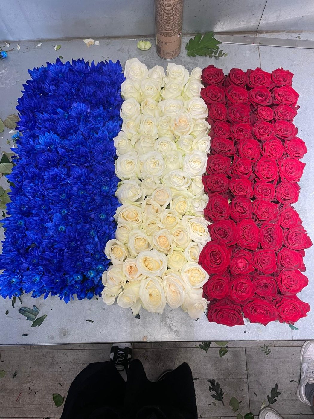 Drapeau français en fleurs, création sur mesure Fleurs d'Émile Pégomas