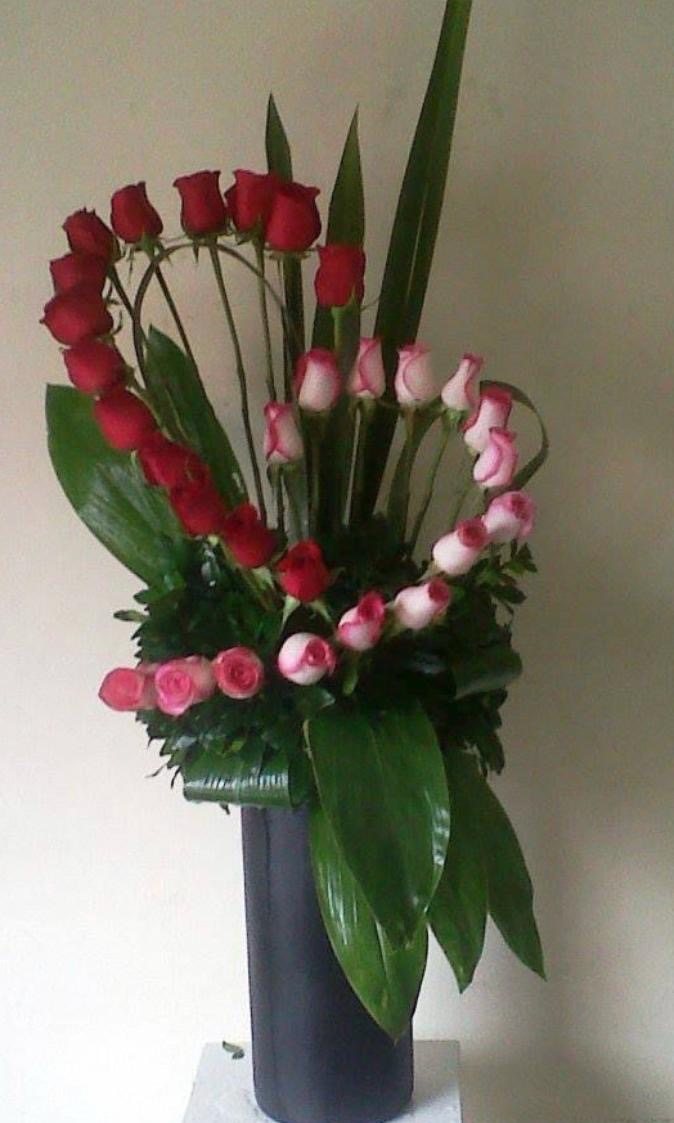 Bouquet Saint-Valentin roses rouges et roses, Fleurs d'Émile Pégomas